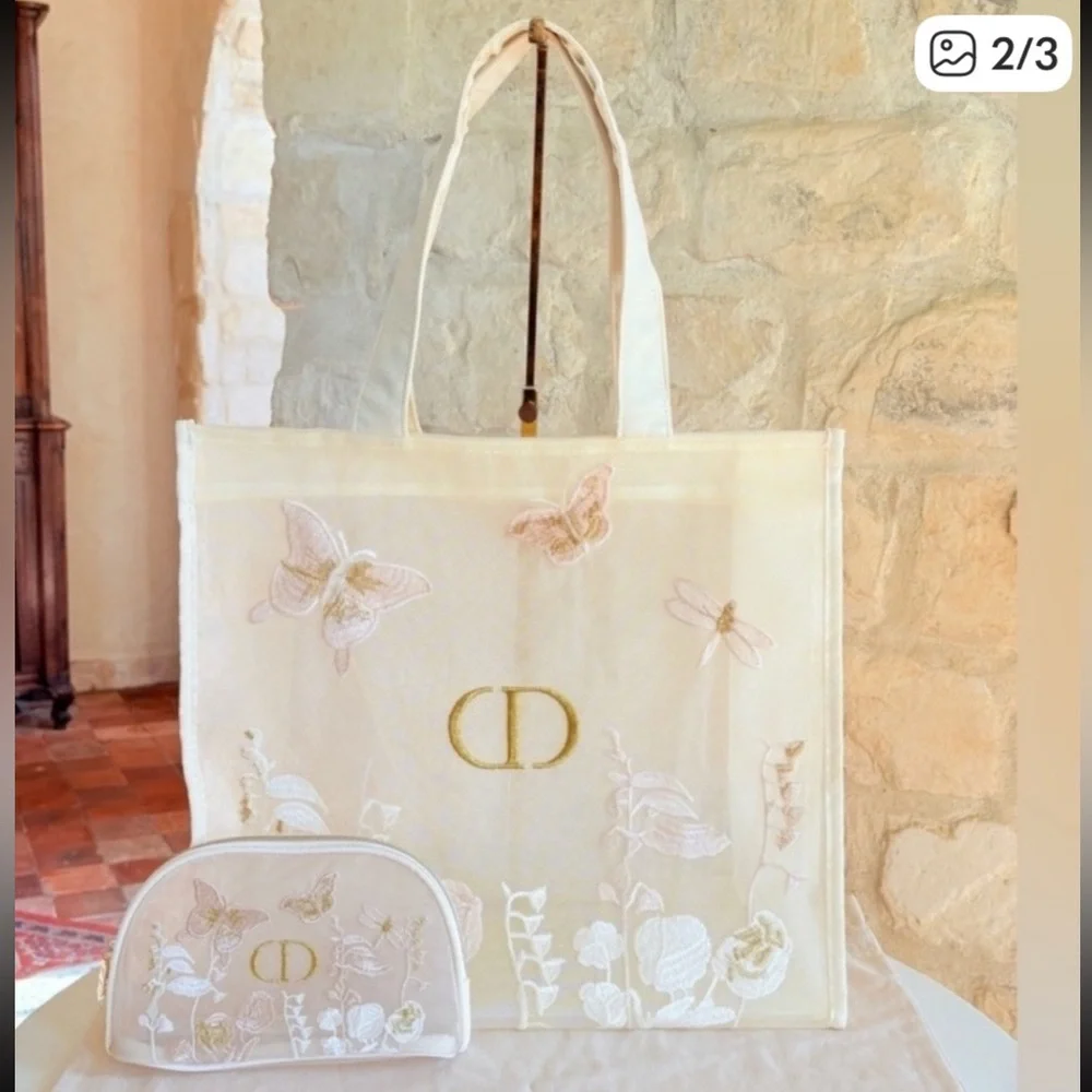 ⚜️⚜️ Elegant Cream Tote and Pouch Set from Christian Dior GWP ⚜️⚜️